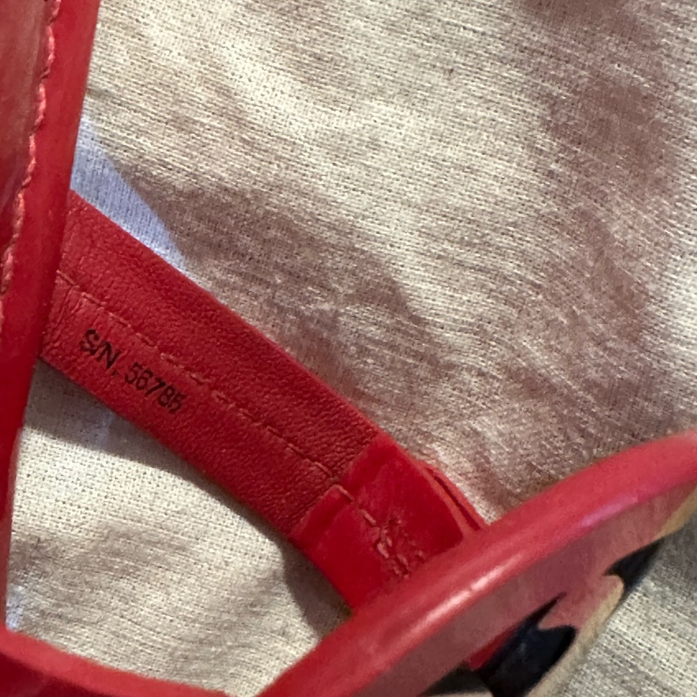 Tory Burch Miller Sandals Rainbow Logo Ruby Red Size 7.5 Limited Edition - Picture 6 of 8